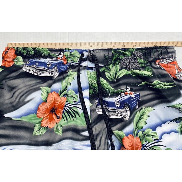 Big Dogs Tropical Print Swim Trunks - Black and Green - Picture 8 of 13